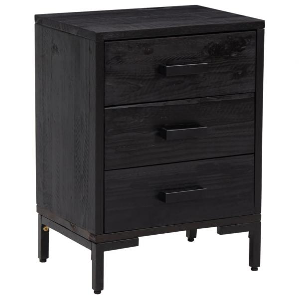 Nachttische 2 Stk. Schwarz 40x30x55 cm Massivholz Kiefer