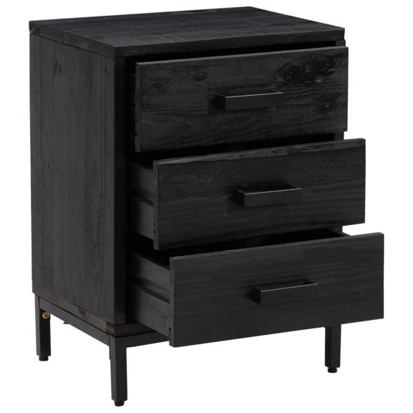 Nachttische 2 Stk. Schwarz 40x30x55 cm Massivholz Kiefer