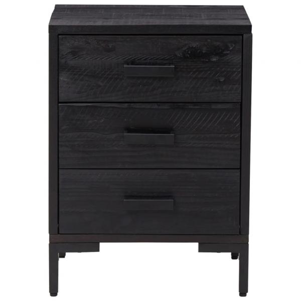 Nachttische 2 Stk. Schwarz 40x30x55 cm Massivholz Kiefer