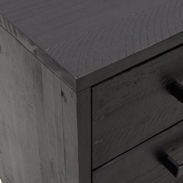Nachttische 2 Stk. Schwarz 40x30x55 cm Massivholz Kiefer