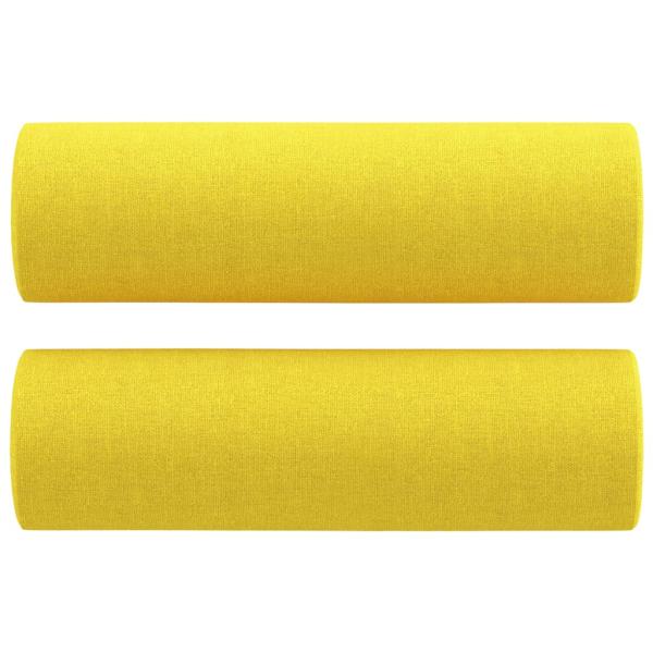 3-Sitzer-Sofa mit Zierkissen Hellgelb 180 cm Stoff