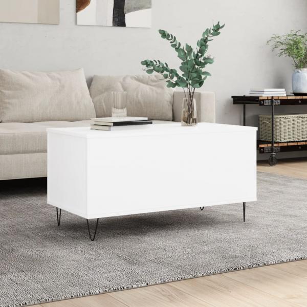 ARDEBO.de - Couchtisch Weiß 90x44,5x45 cm Holzwerkstoff