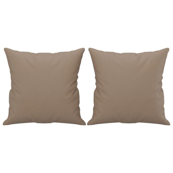 2-tlg. Sofagarnitur mit Kissen Cappuccino-Braun Kunstleder