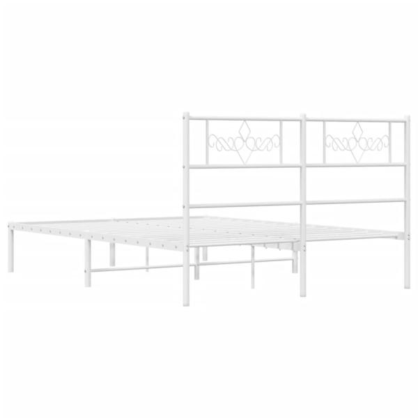 Bettgestell mit Kopfteil Metall Weiß 140x190 cm