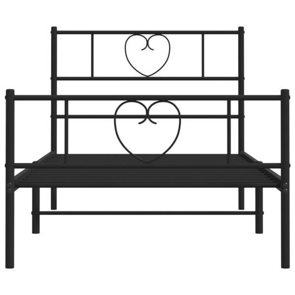 Bettgestell mit Kopf- und Fußteil Metall Schwarz 80x200 cm
