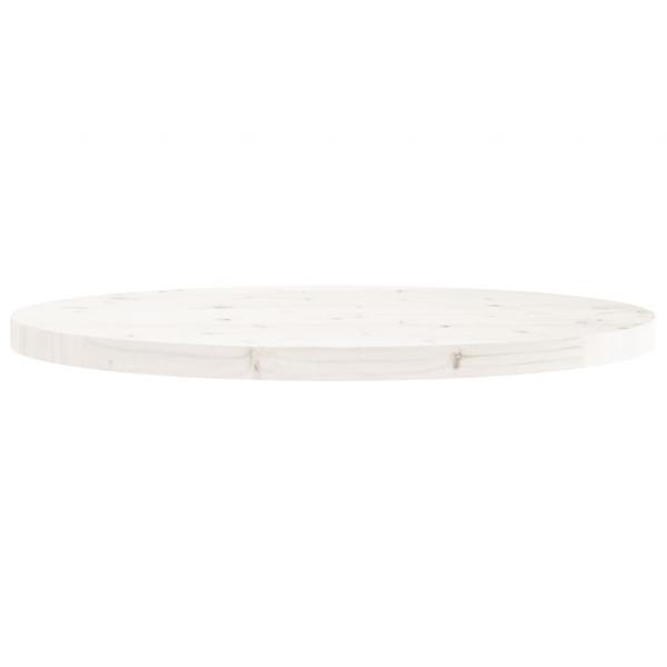 Tischplatte Rund Weiß Ø80x3 cm Massivholz Kiefer