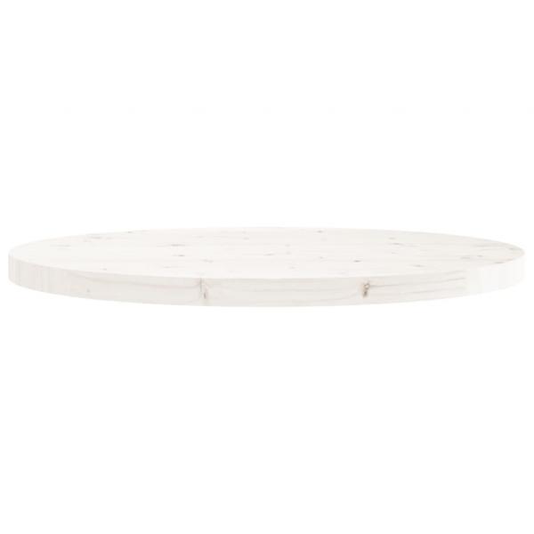 Tischplatte Rund Weiß Ø70x3 cm Massivholz Kiefer