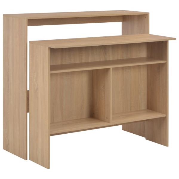 ARDEBO.de - Bartisch mit 2 Tischplatten Eichenoptik 130x40x120 cm