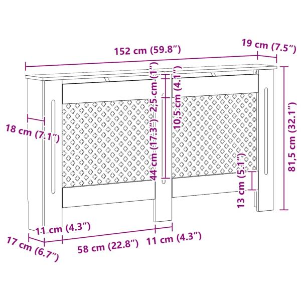 Heizkörperverkleidungen 2 Stk. Weiß 152 x 19 x 81,5 cm MDF