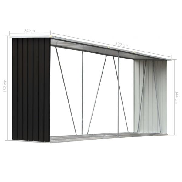 Brennholzlager Verzinkter Stahl 330x84x152 cm Anthrazit  
