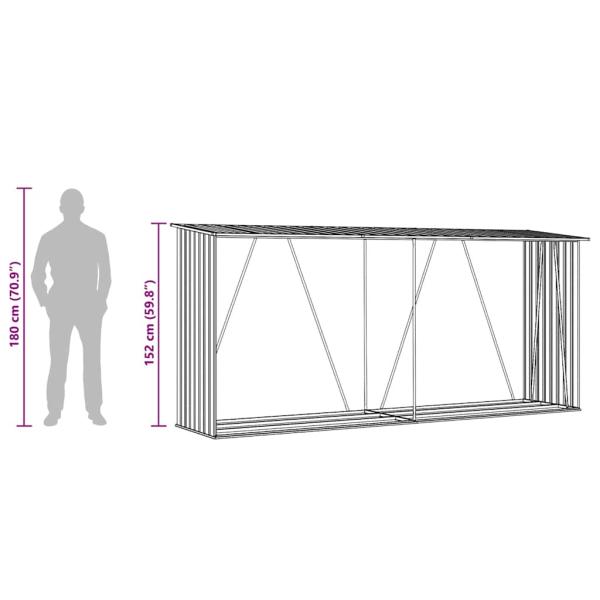 Brennholzlager Verzinkter Stahl 330x84x152 cm Anthrazit  