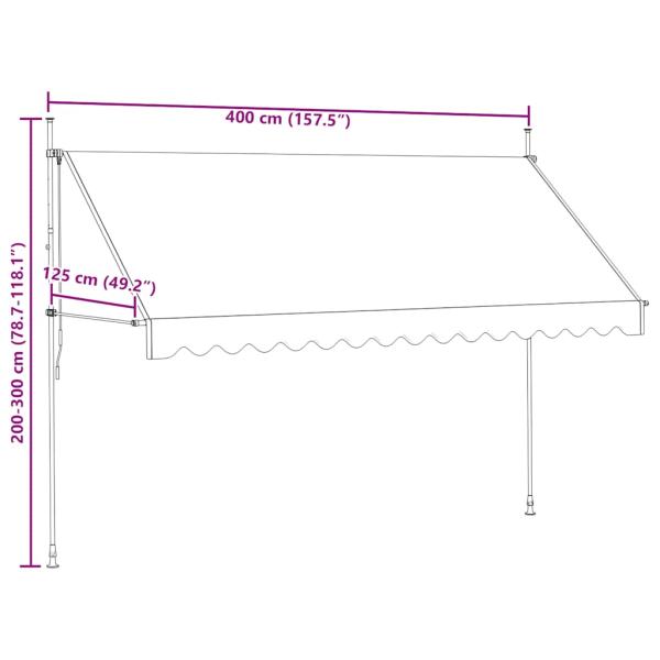 Einziehbare Markise Handbetrieben 400 cm Cremeweiß