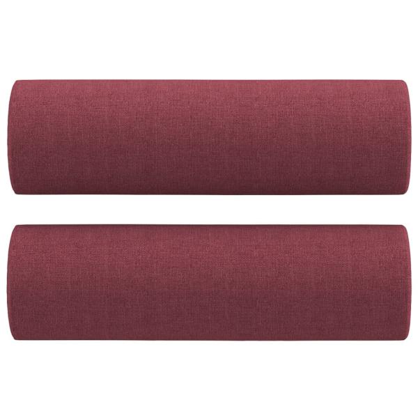 2-Sitzer-Sofa mit Zierkissen Weinrot 140 cm Stoff