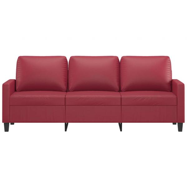 3-Sitzer-Sofa Weinrot 180 cm Kunstleder