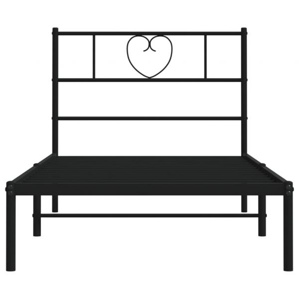 Bettgestell mit Kopfteil Metall Schwarz 100x190 cm