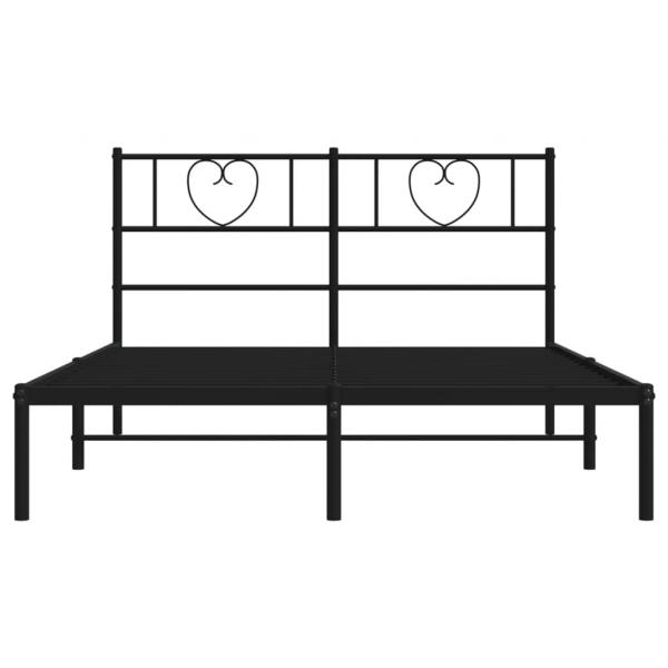 Bettgestell mit Kopfteil Metall Schwarz 120x190 cm