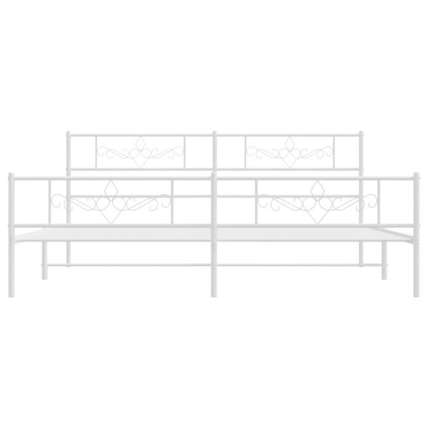 Bettgestell mit Kopf- und Fußteil Metall Weiß 200x200 cm