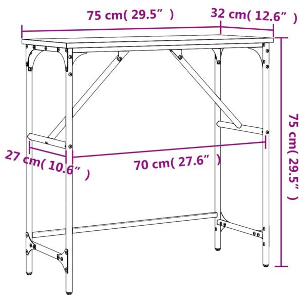 Konsolentisch Grau Sonoma 75x32x75 cm Holzwerkstoff