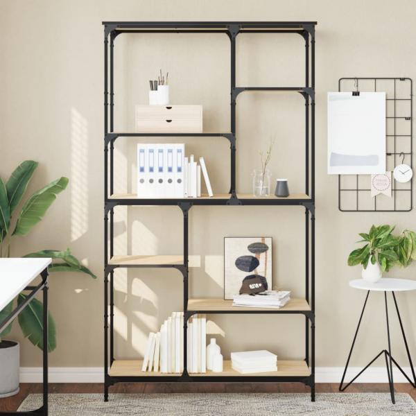 ARDEBO.de - Bücherregal Sonoma-Eiche 99x35,5x176 cm Holzwerkstoff und Stahl