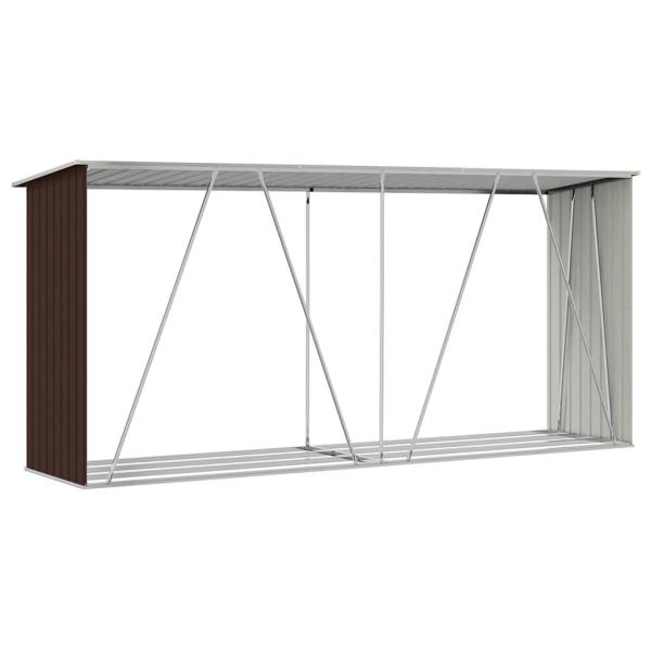 Brennholzlager Verzinkter Stahl 330x84x152 cm Braun