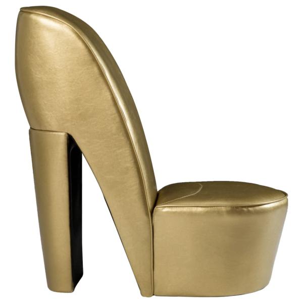 Stuhl in Stöckelschuh-Form Golden Kunstleder