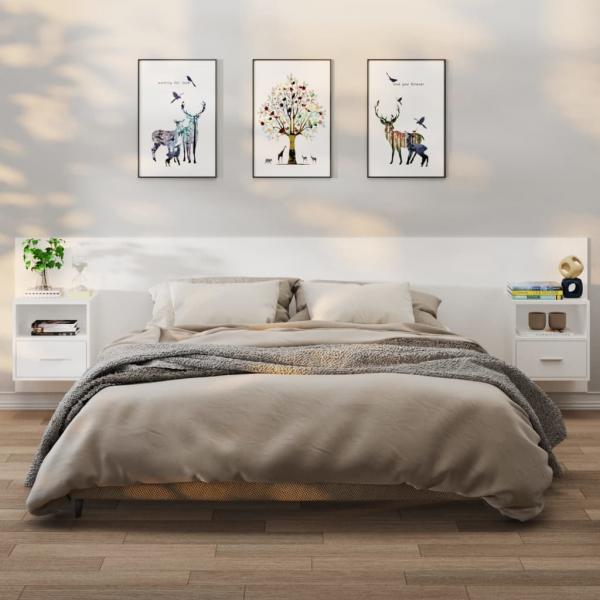 ARDEBO.de - Wand-Nachttische 2 Stk. Weiß