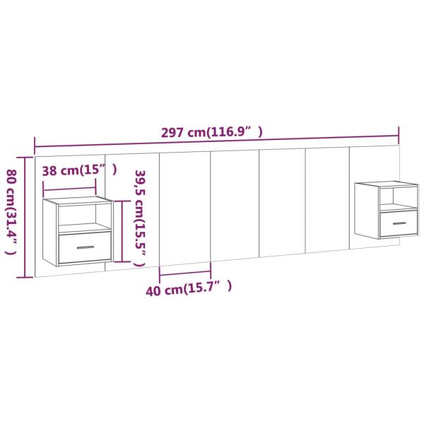 Kopfteil mit Nachttischen Weiß Holzwerkstoff