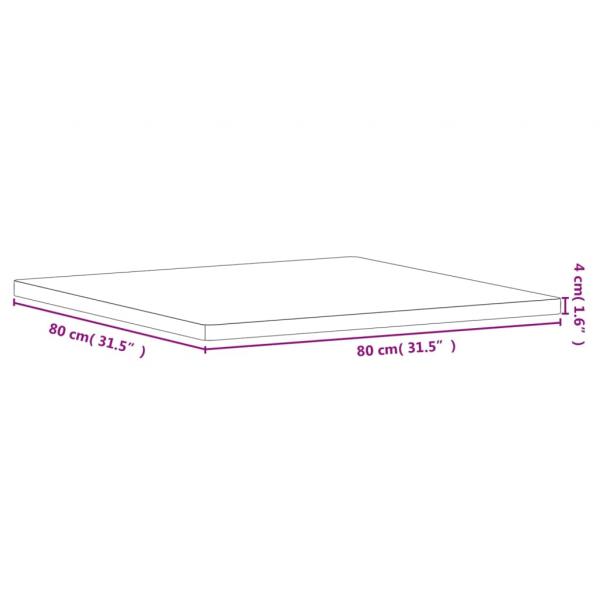 Tischplatte 80x80x4 cm Quadratisch Massivholz Buche