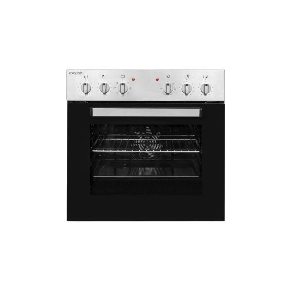 Exquisit EHE 156-2.1 UBZ-Set Herdset mit Glaskeramikkochfeld, 60 cm breit, Grillfunktion, 4 Kochzonen, Kühlventilator, Edelstahl/Schwarz