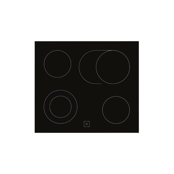 Exquisit EHE 156-2.1 UBZ-Set Herdset mit Glaskeramikkochfeld, 60 cm breit, Grillfunktion, 4 Kochzonen, Kühlventilator, Edelstahl/Schwarz
