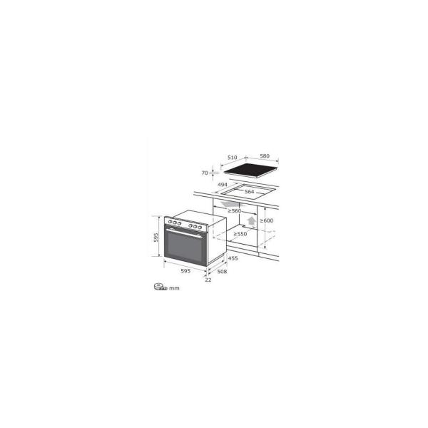 Exquisit EHE 156-2.1 UBZ-Set Herdset mit Glaskeramikkochfeld, 60 cm breit, Grillfunktion, 4 Kochzonen, Kühlventilator, Edelstahl/Schwarz