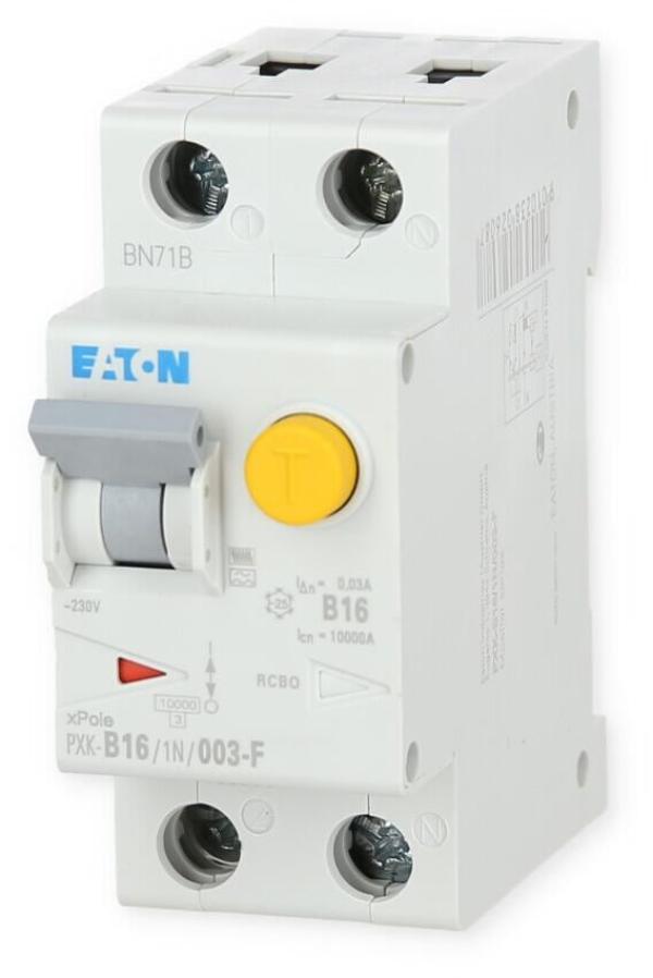 Eaton PXK-B16/1N/003-F Fi/LS Kombischalter, 16A, 1-polig+N, 30mA, B-Charakter, Typ F (193528)