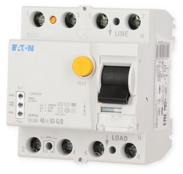 Eaton FRCDM40403GB digitaler FI-Schalter, 40A, 4-Polig, 300mA,Typ G/B (167897)