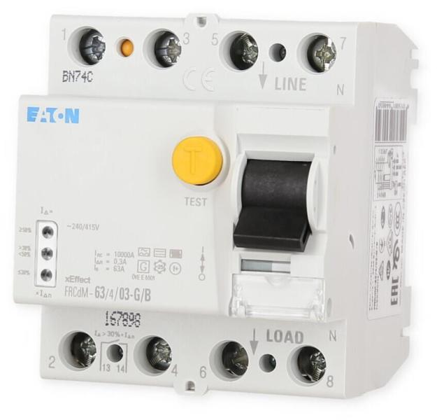 Eaton FRCDM63403GB digitaler FI-Schalter, 63A, 4-Polig, 300mA, Typ G/B (167898)
