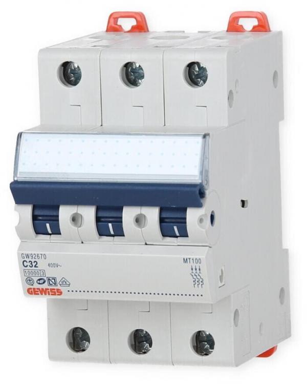 GEWISS GW92670 Leitungsschutzschalter (MCB) C-Charakteristik, 32A, 400V, 3-Polig, 3TE