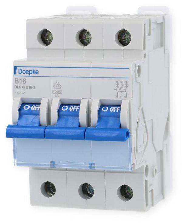 ARDEBO.de Doepke DLS 6I B16-3 Leitungsschutzschalter 10kA, 3-Polig, B-Charakteristik, 16A (09916113)