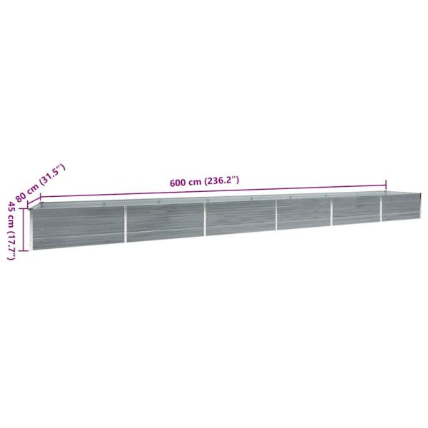 Garten-Hochbeet Verzinkter Stahl 600x80x45 cm Grau