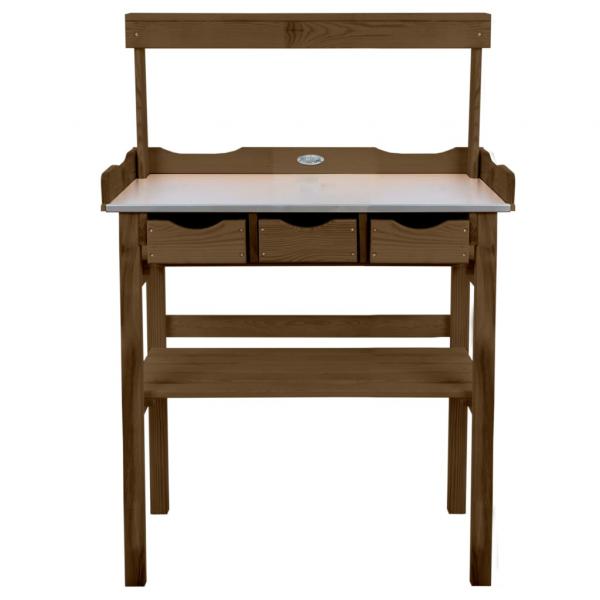 Esschert Design Pflanztisch mit Schublade und Ablage Braun
