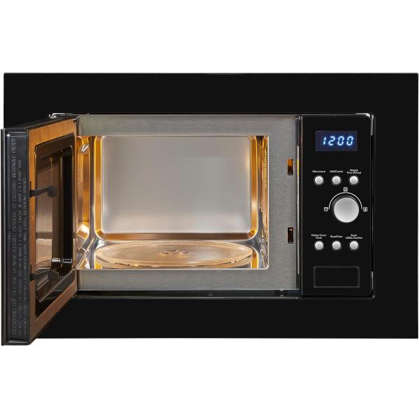 Exquisit EMW1770-G-D-030 Einbau Mikrowelle, 59,5 cm breit, 17L, Grill, Timer, Schwarz Glas