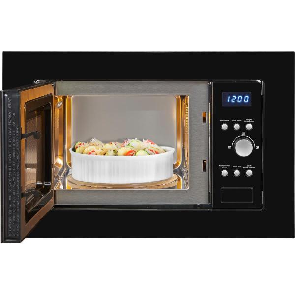 Exquisit EMW1770-G-D-030 Einbau Mikrowelle, 59,5 cm breit, 17L, Grill, Timer, Schwarz Glas