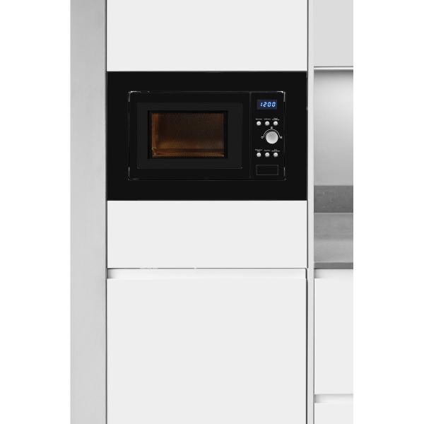Exquisit EMW1770-G-D-030 Einbau Mikrowelle, 59,5 cm breit, 17L, Grill, Timer, Schwarz Glas