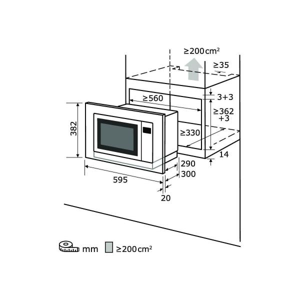 Exquisit EMW1770-G-D-030 Einbau Mikrowelle, 59,5 cm breit, 17L, Grill, Timer, Schwarz Glas
