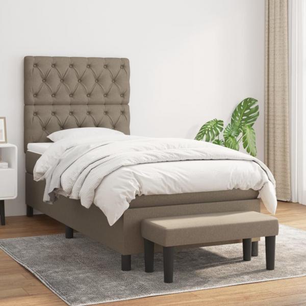 ARDEBO.de - Boxspringbett mit Matratze Taupe 80x200 cm Stoff