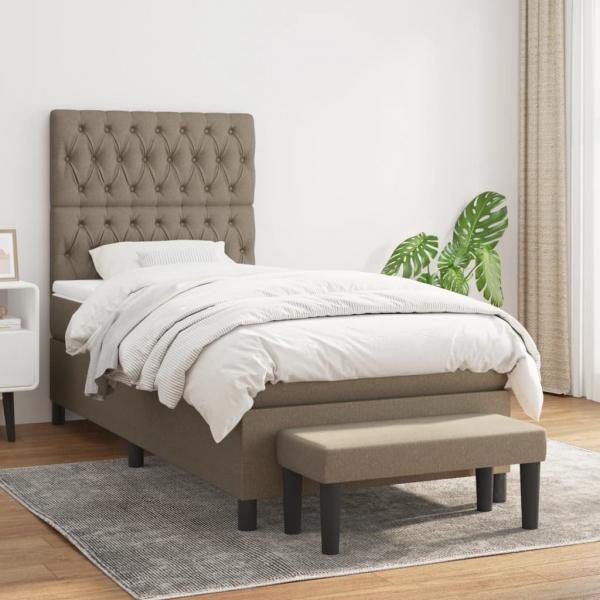 ARDEBO.de - Boxspringbett mit Matratze Taupe 90x190 cm Stoff