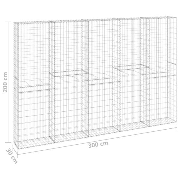 Gabionenwand mit Abdeckung Verzinkter Stahl 300x30x200 cm