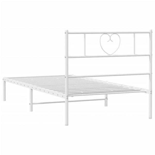 Bettgestell mit Kopfteil Metall Weiß 107x203 cm