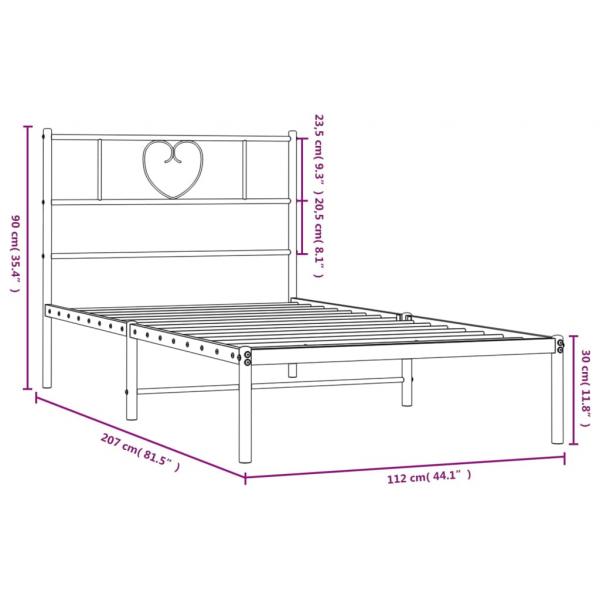 Bettgestell mit Kopfteil Metall Weiß 107x203 cm