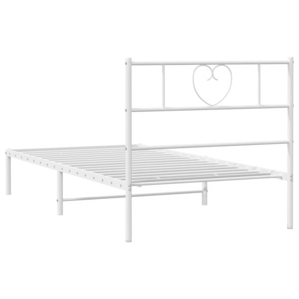 Bettgestell mit Kopfteil Metall Weiß 100x190 cm