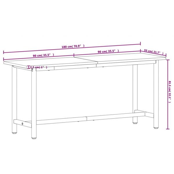 Werkbank 180x55x81,5 cm Massivholz Buche und Metall