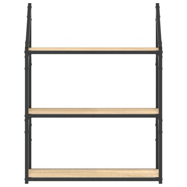 Wandregal 3 Fächer Sonoma-Eiche 60x21x78,5 cm Holzwerkstoff